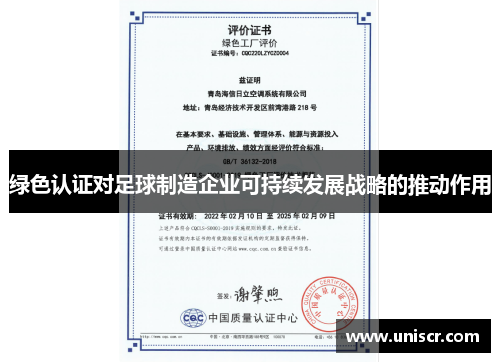 绿色认证对足球制造企业可持续发展战略的推动作用